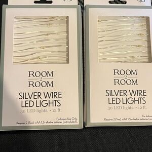 Room 2 Room Silver Wire 30 LED Lights set of 2 12ft indoor use accent string NWT